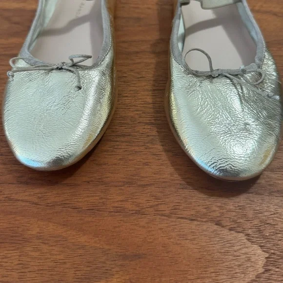 Loeffler Randall Metallic Gold Leather Mary Jane Flats - Picture 6 of 7